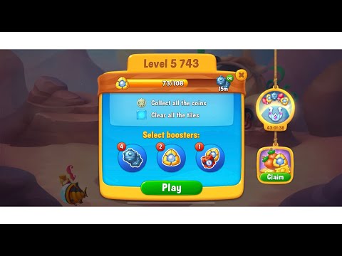 Fishdom mobile game, level 5743 collect all the coins