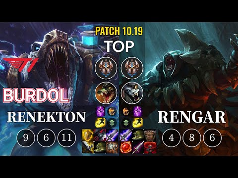 T1 Burdol Renekton vs Rengar Top - KR Patch 10.19