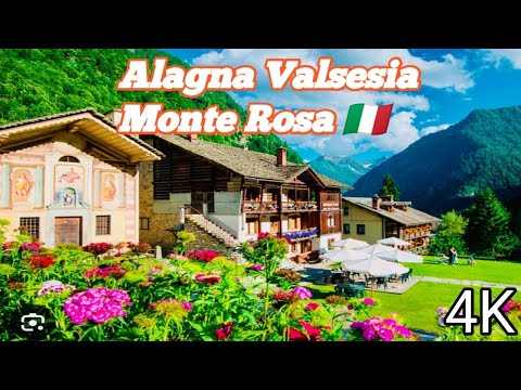 4K walk Alagna Valsesia Monte Rosa Italy 🇮🇹 | walking tour Algana Valsesua | breathtaking village|