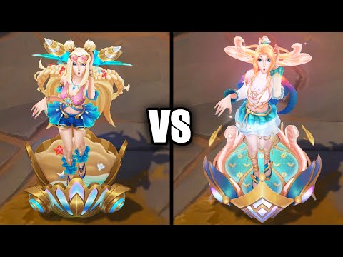 Ocean Song Seraphine vs Prestige Ocean Song Seraphine Skins Comparison (League of Legends)