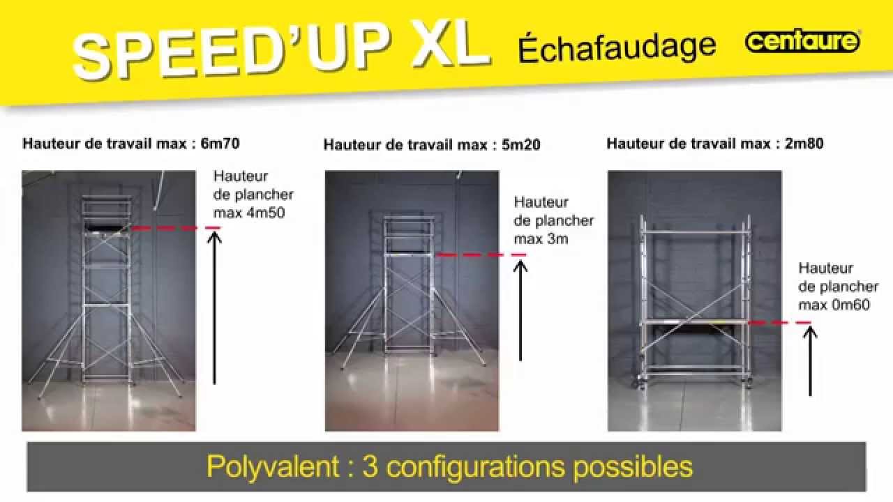 Echafaudage alu 6,70m Hauteur de Travail