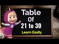 Learn Multiplication Table of 21 to 30, Table 21 to 30, 21 se 30 ka pahada,  Maths Table