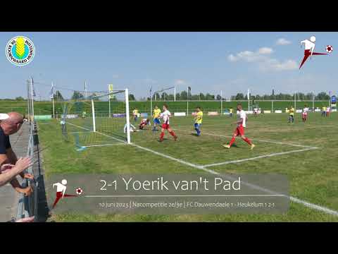 Nacompetitie FC Dauwendaele 1 - Heukelum 1, Yoerik van't Pad scoort 2-1