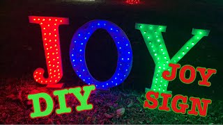 DIY Outdoor Christmas Decor, Light Up Joy Sign