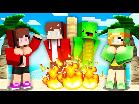 JJ and Mikey Survived on a DESERT ISLAND with CRAZY GIRLS in Minecraft Survival Battle Challenge