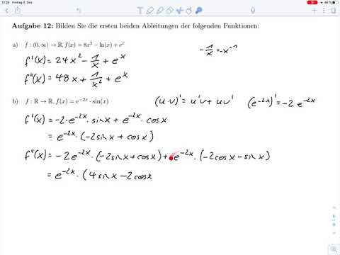 Übungsblatt8 – Zweite Ableitung bilden Aufg.12