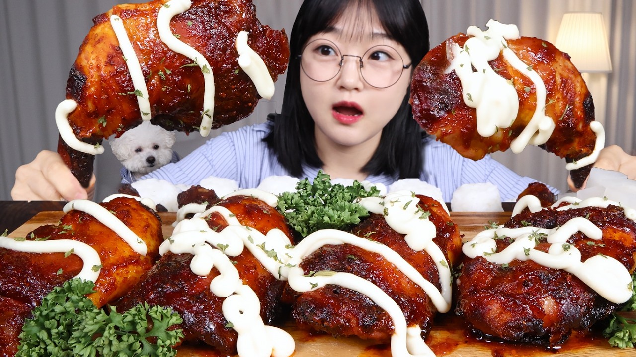 집에서 만든 자메이카 통다리치킨 먹방🍗밤에 보면 위험합니다 Homemade Jamaican Jerk Chicken Mukbang ASMR