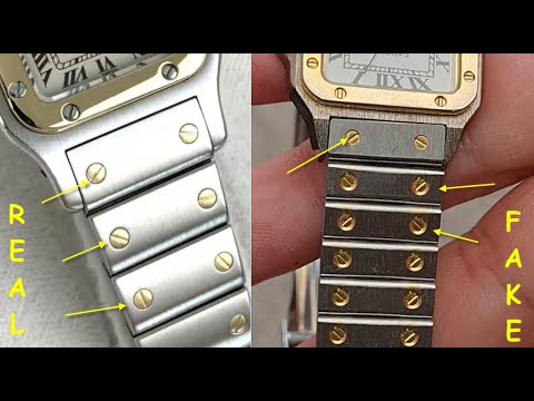 How to spot fake Cartier watch. Real vs fake Cartier Santos wrist watch tank