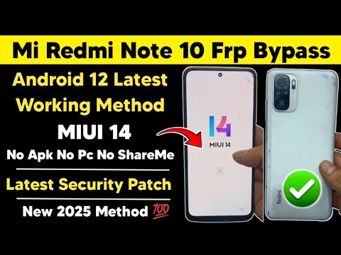Mi Redmi Note 10 Frp Bypass Android 12 | MIUI 14 Latest Method Google Account Remove Working 2025