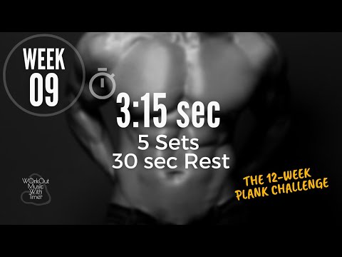 The 12-Week Plank Challenge - Week 9 | Plank Timer With Music - 3 m 15 s 5 Sets / 30 sec Rest | 95