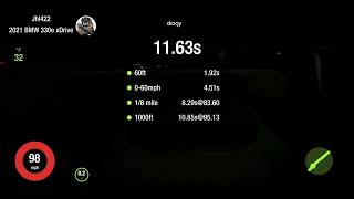 2021 330e xDrive 13.01 @104 in 1/4 mile Dragy