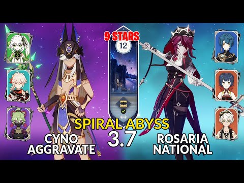 New 3.7 Spiral Abyss│Cyno Aggravate & Rosaria National |Floor 12 - 9 Stars| Genshin Impact