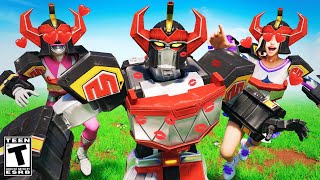 Dino MEGAZORD PLAYS KISS CHASING with GIRLS OBSESSED with LOVE.. Fortnite