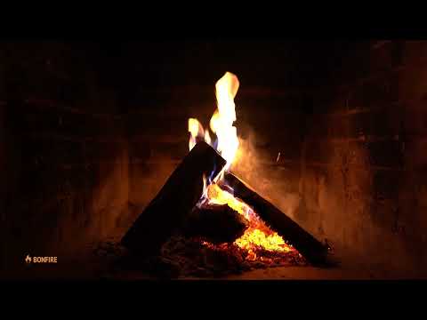 Crackling Fire at Night Dark Background Video🔥12 h Burning Fireplace Sounds & Black Screen 12 Hours