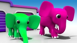 Cartoons Elephants Garage to Learn Colors for Children - 3D Kids Learning Videos