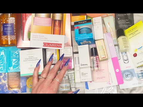 SATISFYING UNBOXING ASMR | *new skincare* + so many samples!! ( NO TALKING )