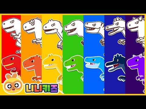 What color is the dinosaur? | Rainbow carnivorous dinosaur |  Drawing | T-Rex? Spinosaurus? NINIkids