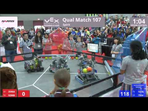 VEX Worlds 2016 - VRC Middle School - Spirit - Qual 107 (3590A 9290B) 155 vs 221 (1028J 7504)