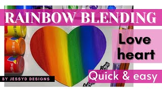 How to blend paint colours | Blending technique | RAINBOW love heart | Step by step art tutorial