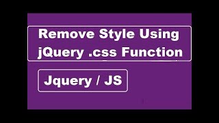 Remove Style Using jQuery Css Function