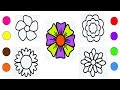 How To Draw And Color Simple Flower Coloring Pages For Kids Children Learn Colours With Flowers