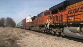 preview picture of video 'BNSF Topeka Subdivision: 3-18-10'