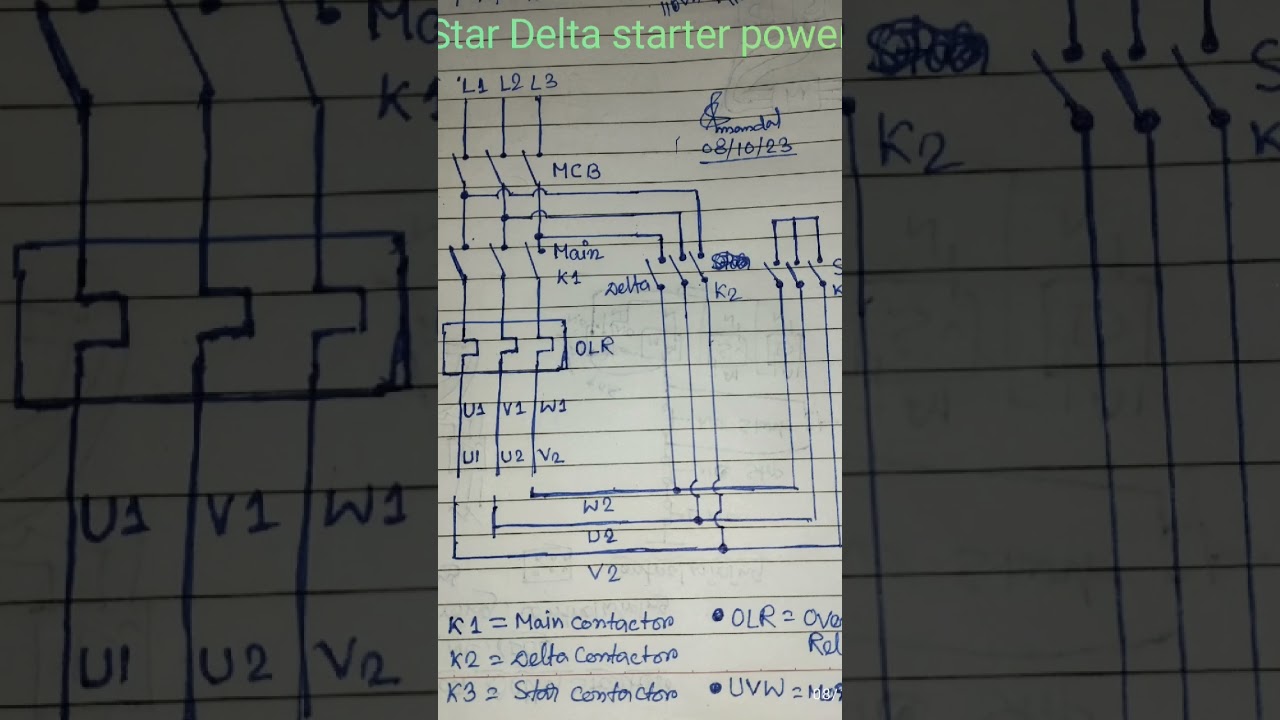 Star Delta starter power circuit diagram. #electrical