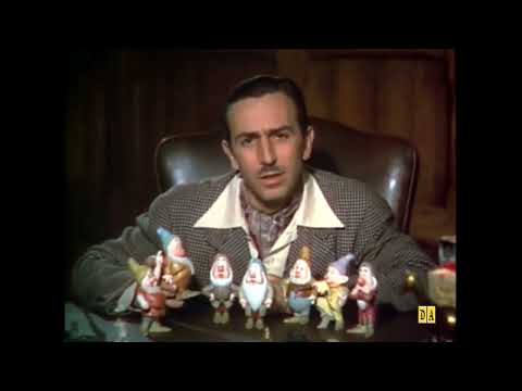 A young Walt Disney introduces the Seven Dwarves from Snow White