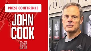 Nebraska Head Volleyball Coach John Cook meets with the media during Husker's spring practice I GBR