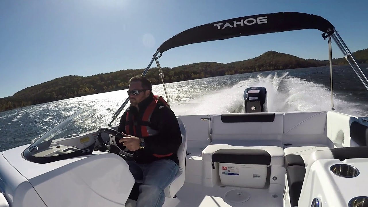 Tahoe 1950 Deck Boat on the water video