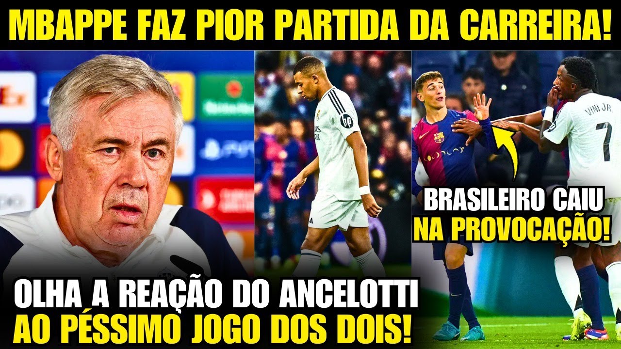 🚨 Olha o que o ANCELOTTI falou SOBRE O PÉSSIMO JOGO DO VINI e DO MBAPPE CONTRA O BARCELONA HOJE!