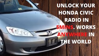 How To Unlock Honda Civic Radio in 5 minutes | No need to contact Dealer.