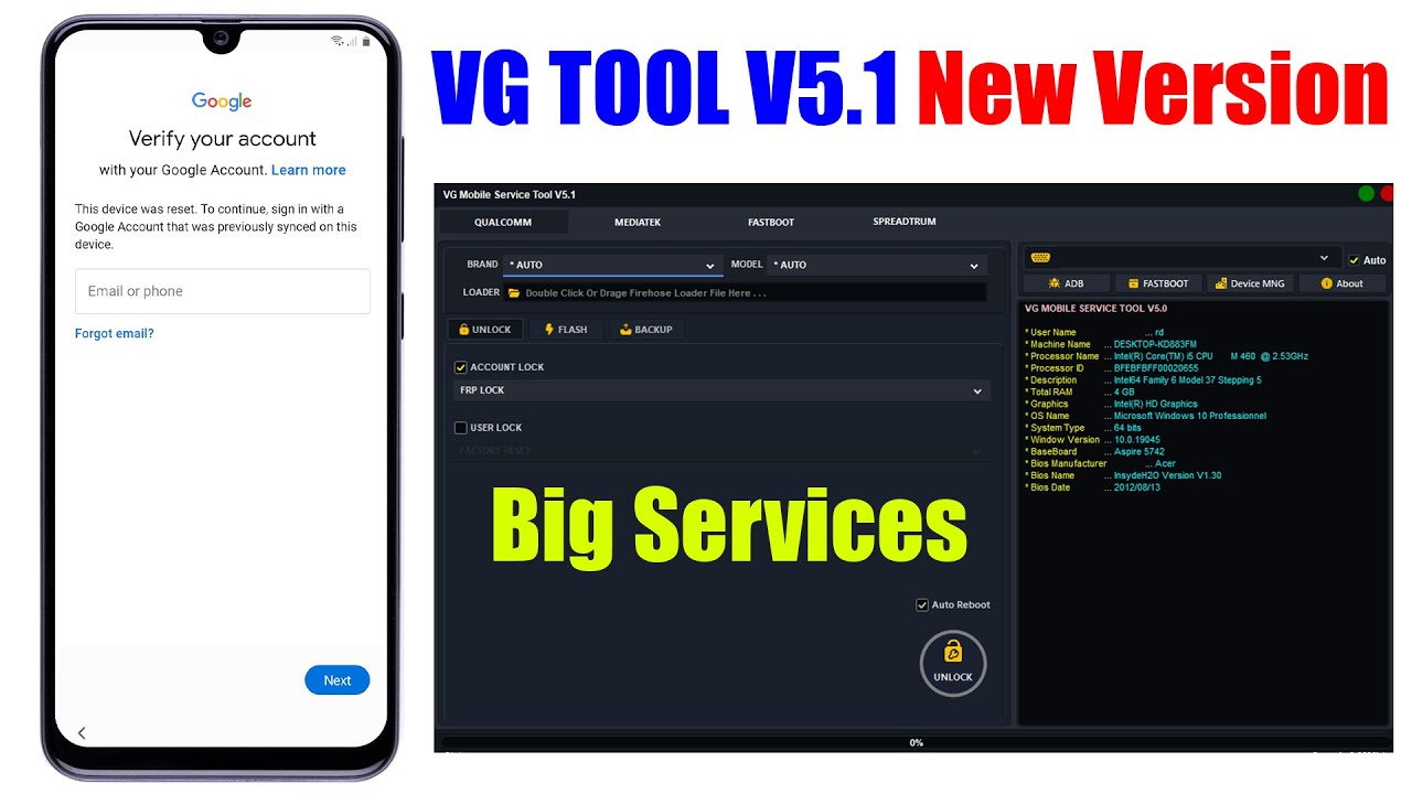 VG Mobile Service Tool V5.1!! For All Samsung, Huawei, Redmi, Oppo FRP Unlock, Screen , mi account 