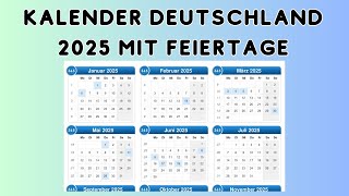 Kalender Deutschland 2025 mit Feiertage