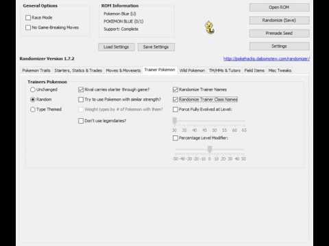 My pokemon blue randomizer settings