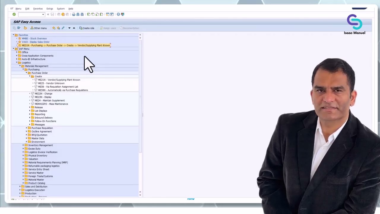 Demonstration: First Look – Navigating the SAP GUI Easy Access Screen - SAP ERP