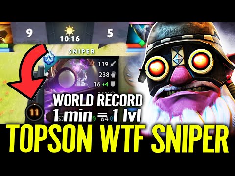 TOPSON wtf Sniper 1 min = 1 Level - MAX Farming Speed Dota 2