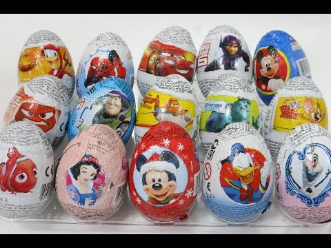 Zaini チョコエッグ×15 ディズニープリンセス ピクサー ミッキーマウス カーズ アナと雪の女王 トイ・ストーリー ベイマックス ドナルドダック トムとジェリー 映画 Surprise Eggs