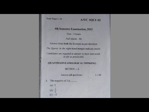 B.com(4th sem) quantitative and logical thinking 2023 year exam paper