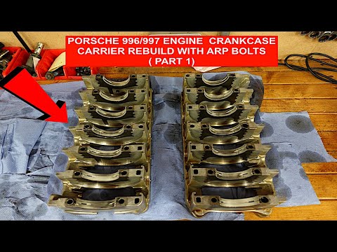 Porsche 996 / 997 Engine Rebuild CrankCase Carrier With ARP Bolts (Part 1)