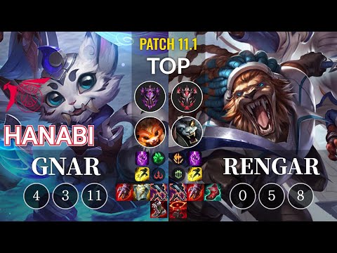 TLN Hanabi Gnar vs Rengar Top - KR Patch 11.1
