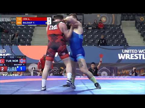 BRONZE GR - 97 kg: A. CEBICEBI (TUR) v. F. BALDAUF (NOR)