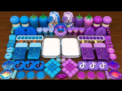 BLUE vs PURPLE !!! Mixing random into GLOSSY Slime !!!Satisfying Slime Video #188