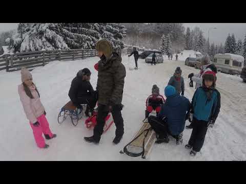 Iarna pe ulita. Cu sania, Poiana Brasov, Drumul Vechi, Ianuarie 2019, VGA.