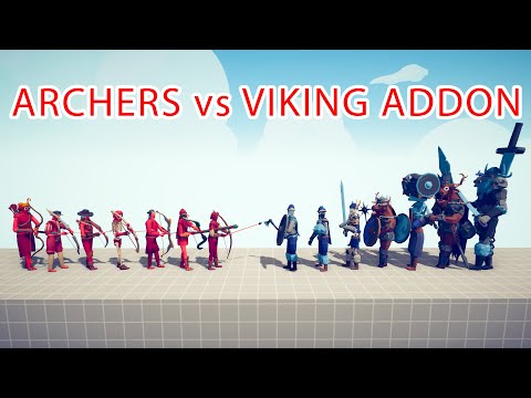 ARCHERS TEAM vs VIKING ADDON TEAM - Totally Accurate Battle Simulator TABS