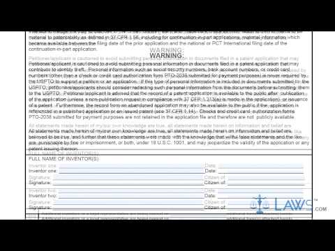 Declaration for Utility or Design Application Using an Application Data Sheet SB0001a