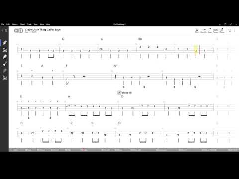 Crazy Little Thing Called Love ( Queen ) ,Tablatura e base Senza Basso - Backing bass track