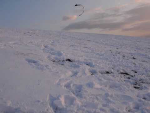 Shoreham By Sea Mill Hill Snowboarding Up Kicker With Huge Kite 18th Dec.MPG