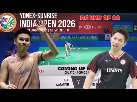 { Round Of 32 } Kunlavut Vitidsarn (THA) VS Koki Watanabe (JPN) |  India Open 2026