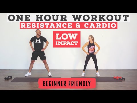 1 HOUR TOTAL body resistance and cardio workout/Low Impact//standing & no equipment options